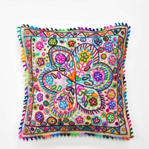 Daysi flower Motif Alpaca Blend Cushion Cover , "blooming flowers"
