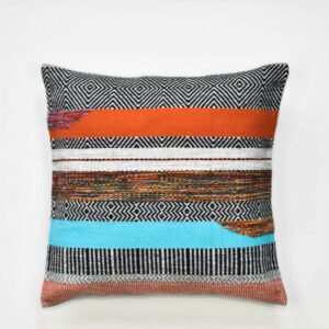 Hand Woven alpaca blend Cushion Cover, "Geometric at Sunset"