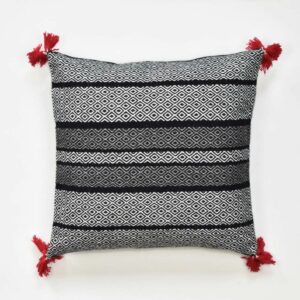 Hand Woven alpaca blend Cushion Cover, "Geometric at black and whitet"