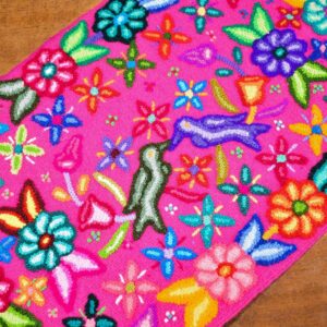 Floral hand embroidered Wool Table Runner, "Spring  Garden"