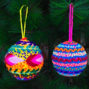 Handmade Christmas Wool blend Ornaments (Pair), "zigzag leaves"